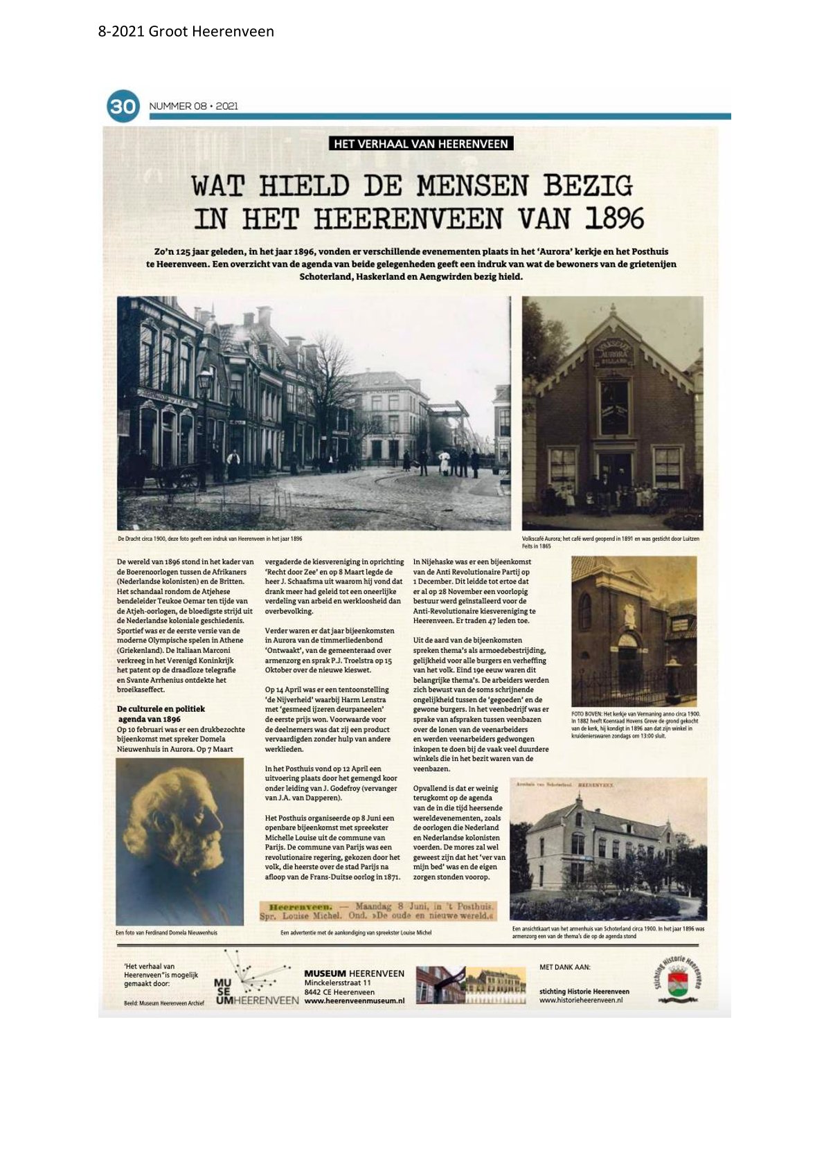 Wat hield de mensen bezig in het Heerenveen van 1896
