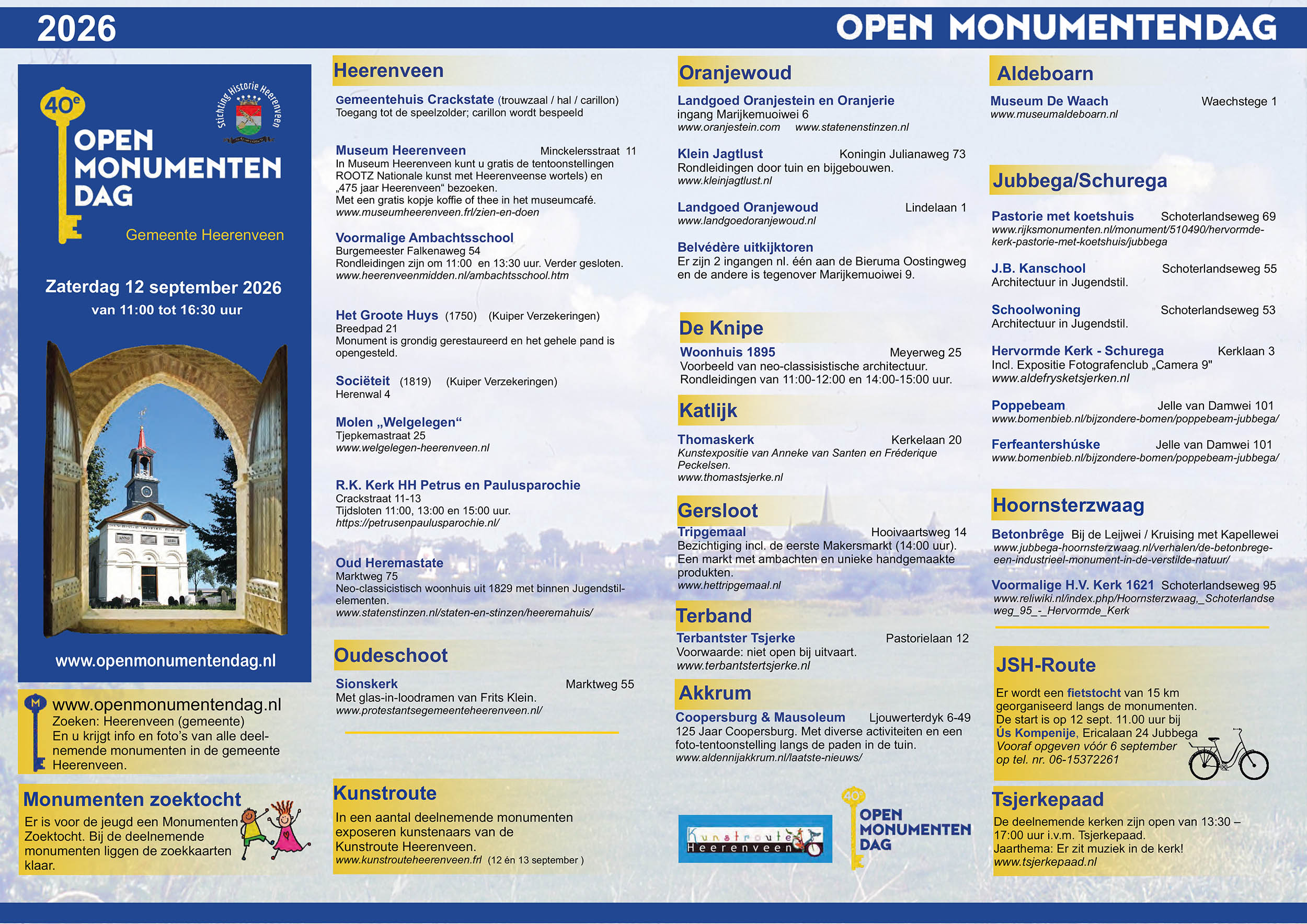 programma open monumentendag 2026 heerenveen