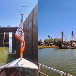 Een boottochtje door de sluizen naar De Batavia (foto: Hans Schouten)