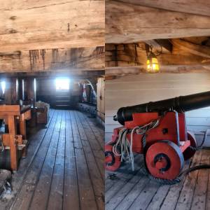 Het ruim, met kanon, van de Batavia (foto: Hans Schouten)